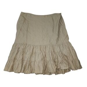 St Johns Bay Skirt Womens Size 14 Tan Neutral 100% Linen Boho Midi Cottage Beach